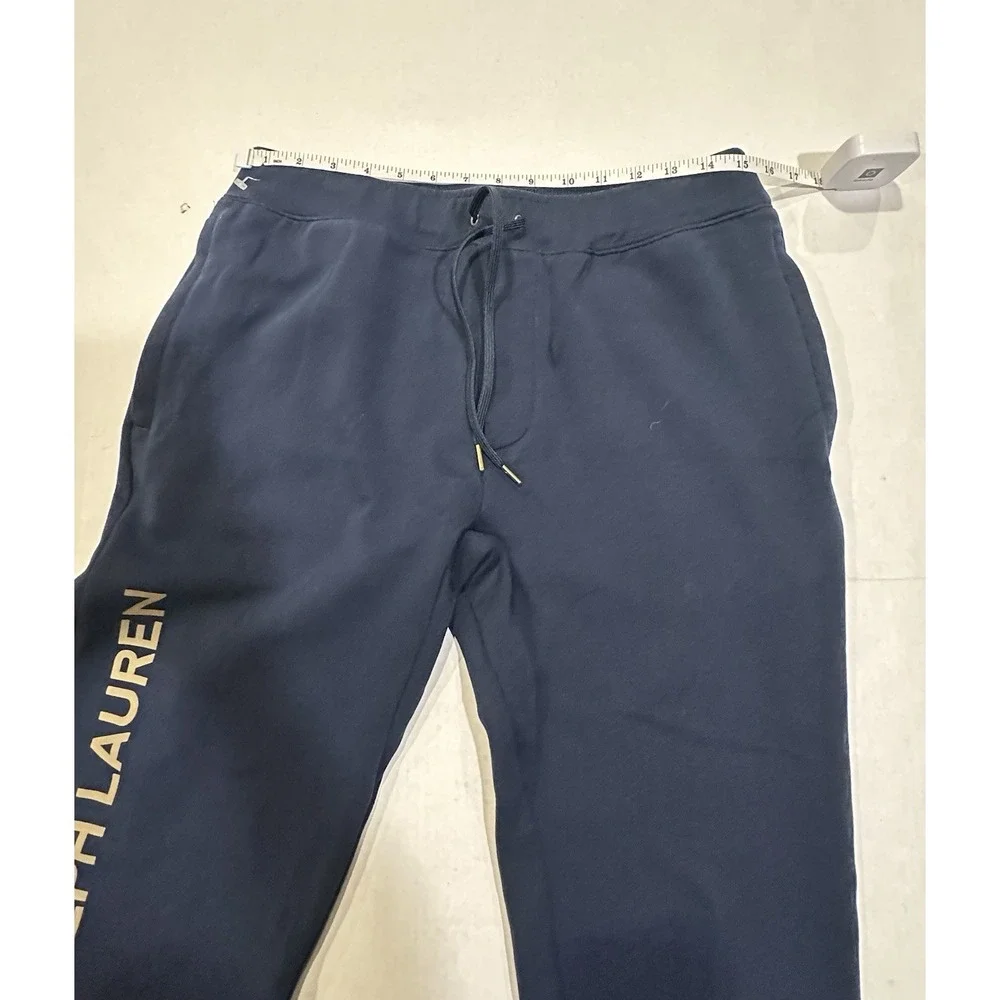 Polo Ralph Lauren Navy Sweatpants Joggers Navy Blue Gold Logo Mens Size Medium